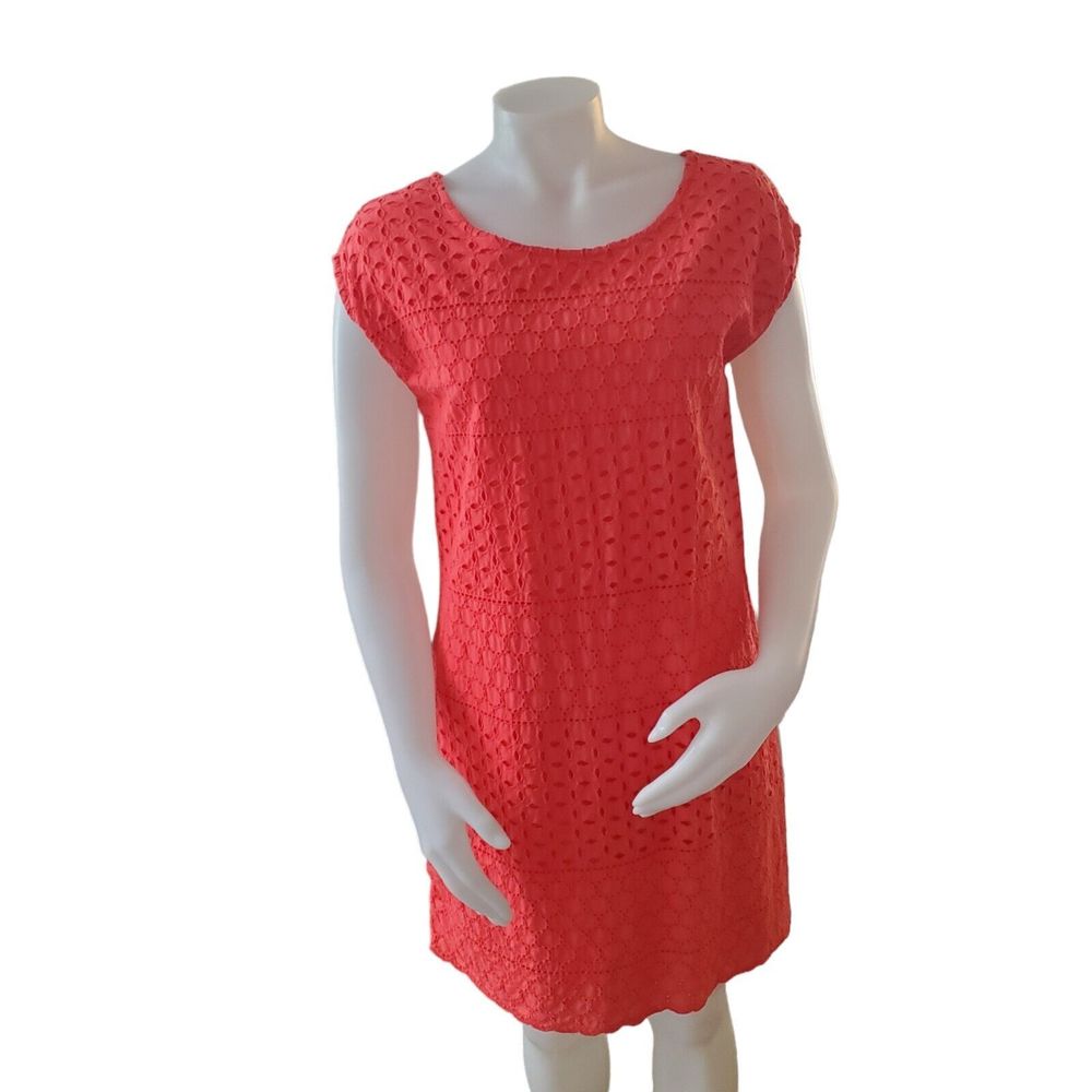Cole Daniel Womens Coral Eyelet Sheath Dress Size Small Orange Feminine Fun
